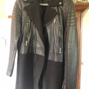 Mens Versace Jacket Size 46. Black leather/wool biker style jacket